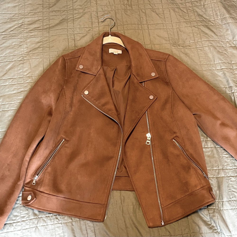 Loft Faux Suede Moto Jacket Size L